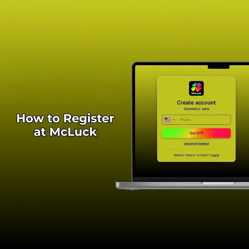 McLuck registration steps showing sign-up form process to claim GC 7,500 and FREE SC 2.5 welcome bonus