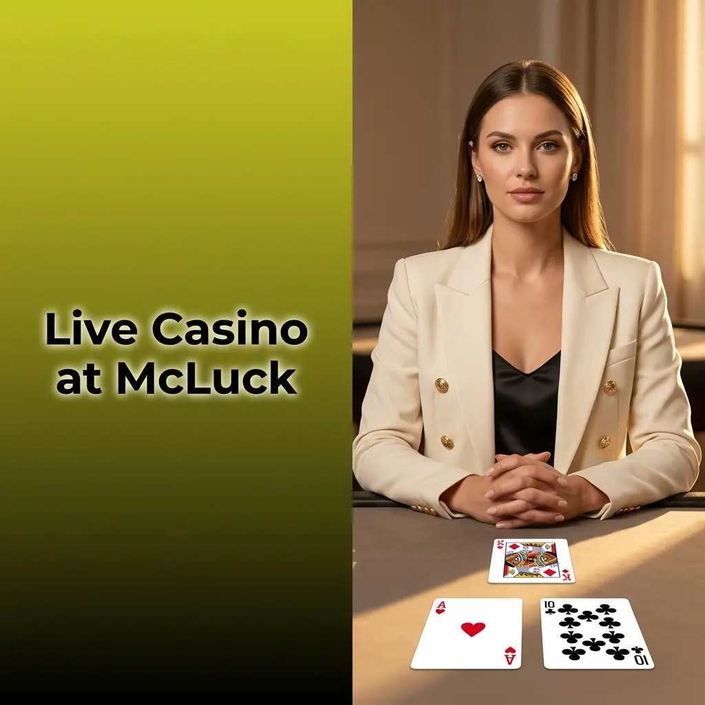 McLuck live casino HD stream with professional dealer managing real cards at a blackjack table