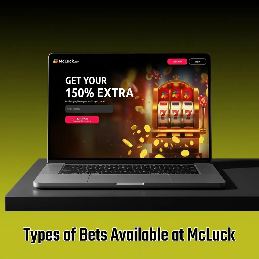 McLuck sportsbook bet types diagram showing single, parlay, and system wager structures for US bettors